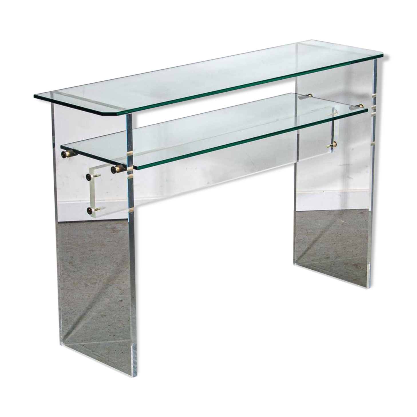 Table Console en Verre et Lucite par Roche Bobois, Circa 1980