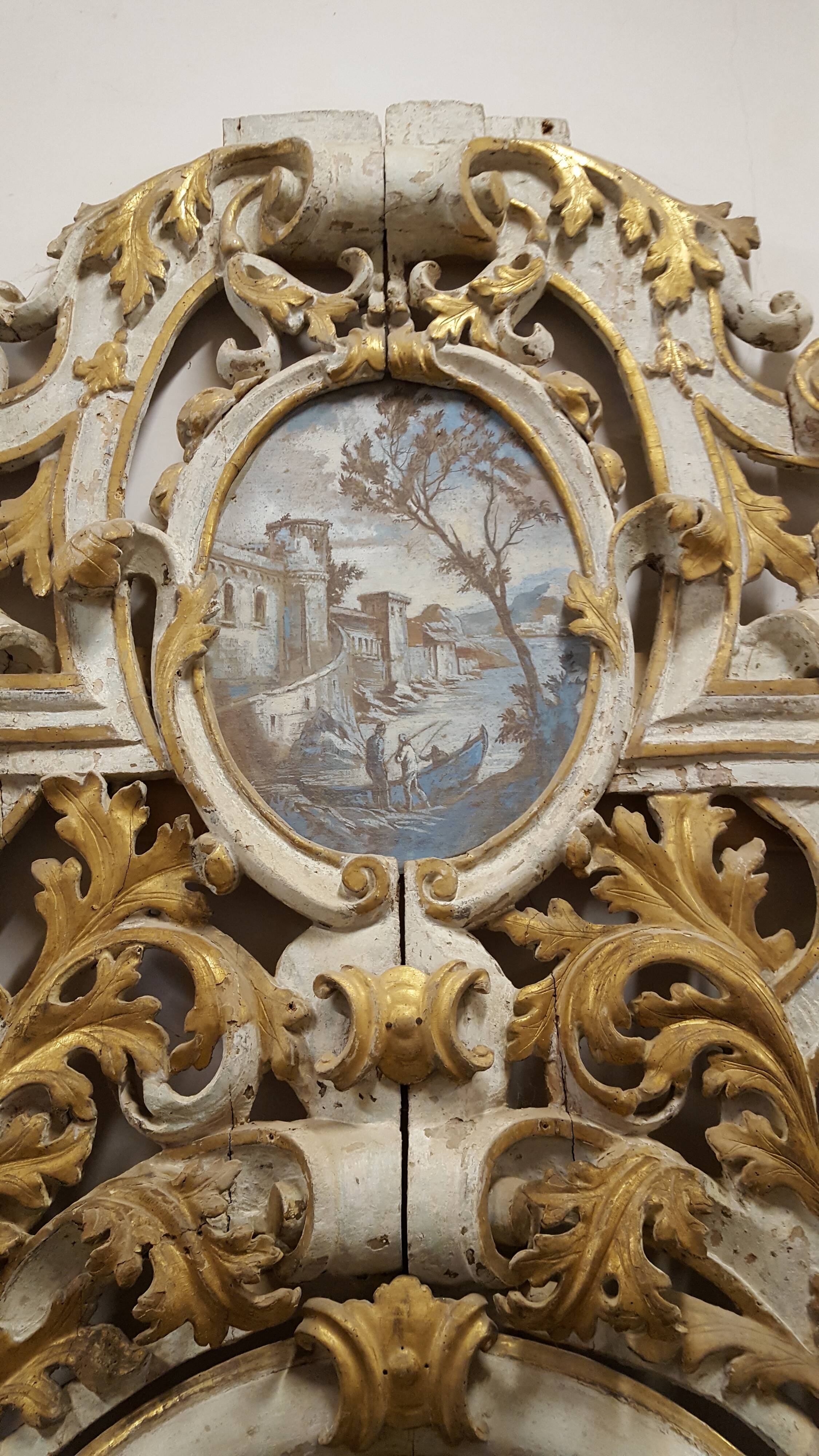 Monumental trumeau in lacquered and gilded carved wood end of the 17th century