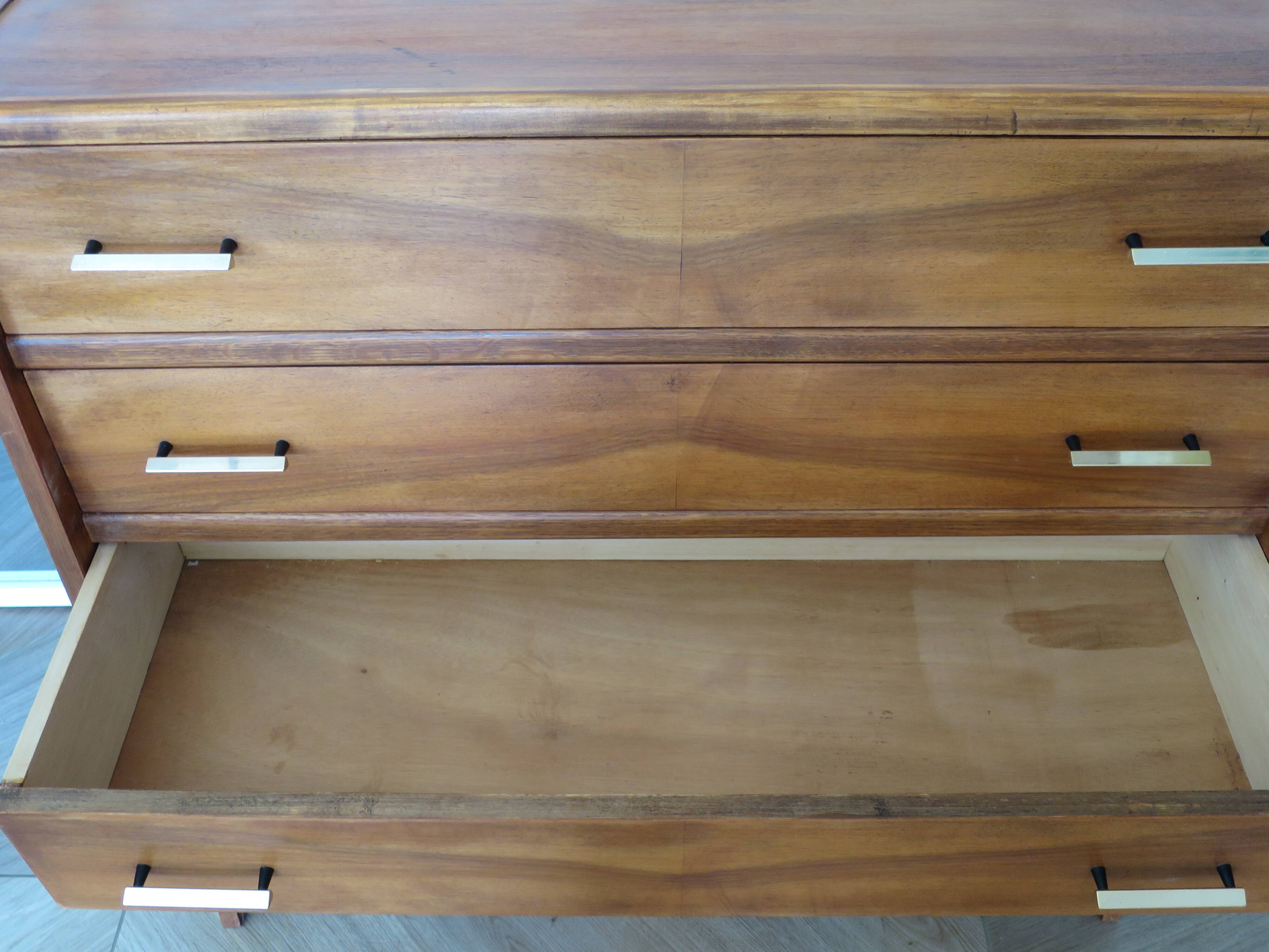 Cabinetmaker's chest of drawers - 4 drawers - golden oak - with oblique profile - compass feet - 1950