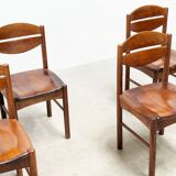 Set of six brutalist french dining chairs.