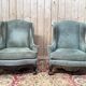 Pair of wingback armchairs in George III style – Carved wood – 18th century.