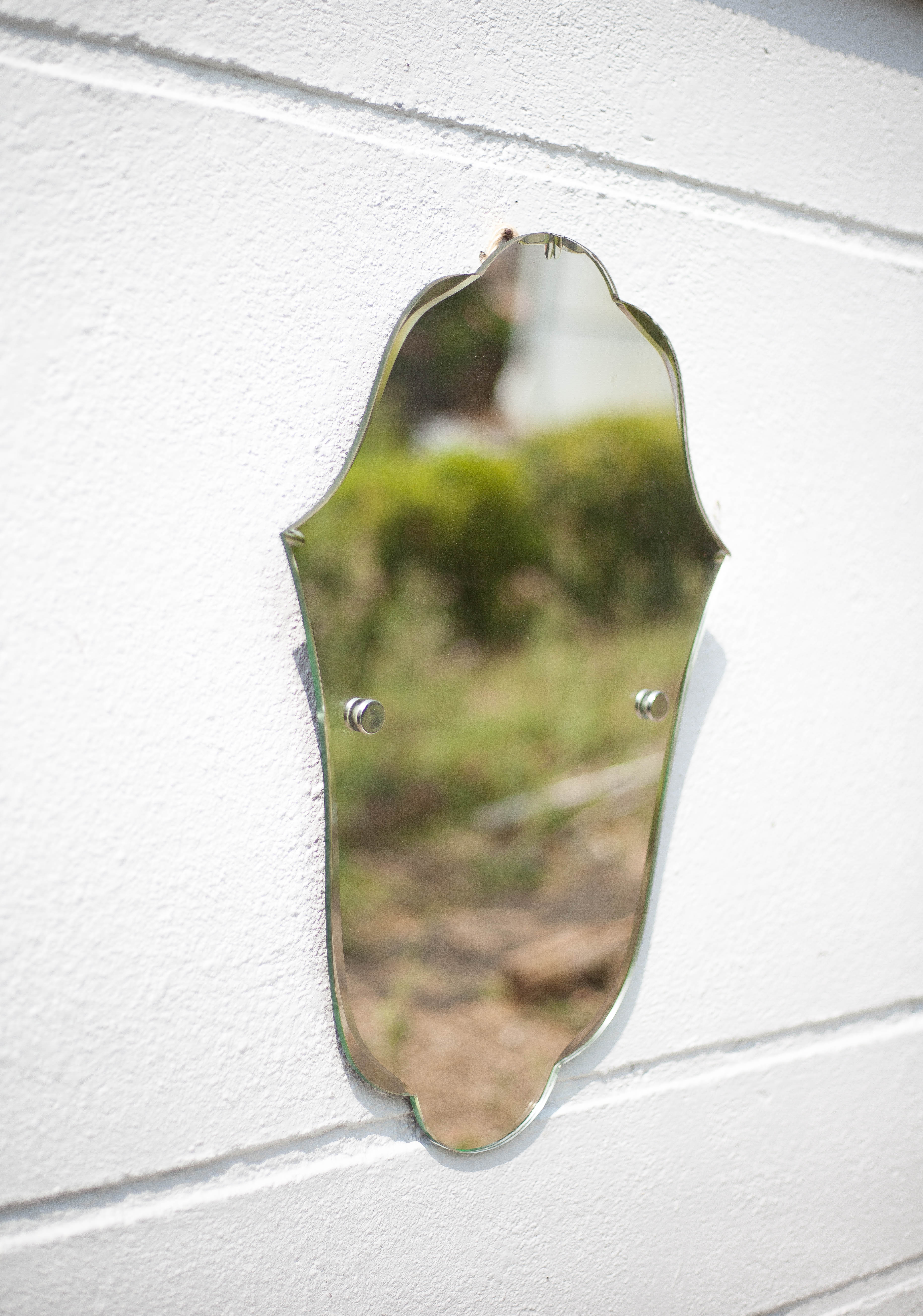 Art deco mirror, wall mirror, Fatma's hand shaped mirror, bevelled mirror