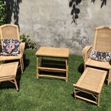 Set 2 sun loungers and table 60s