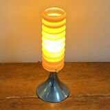 Vintage orange lamp with chrome tulip base and glass shade