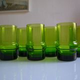 Lot de 6 verres vert vintage 1970 années 70