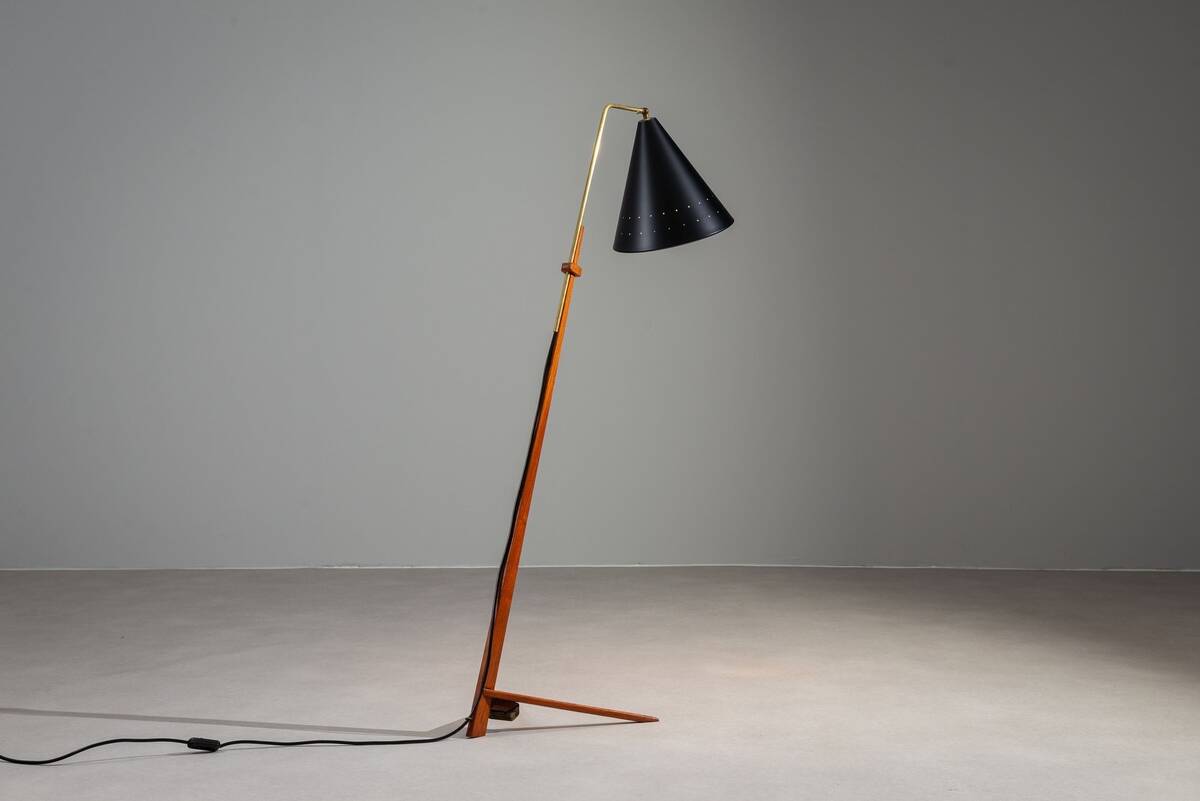 Lampe sur pied Nigel Walters en noir et teck, Hagoort, Pays-Bas, 1958