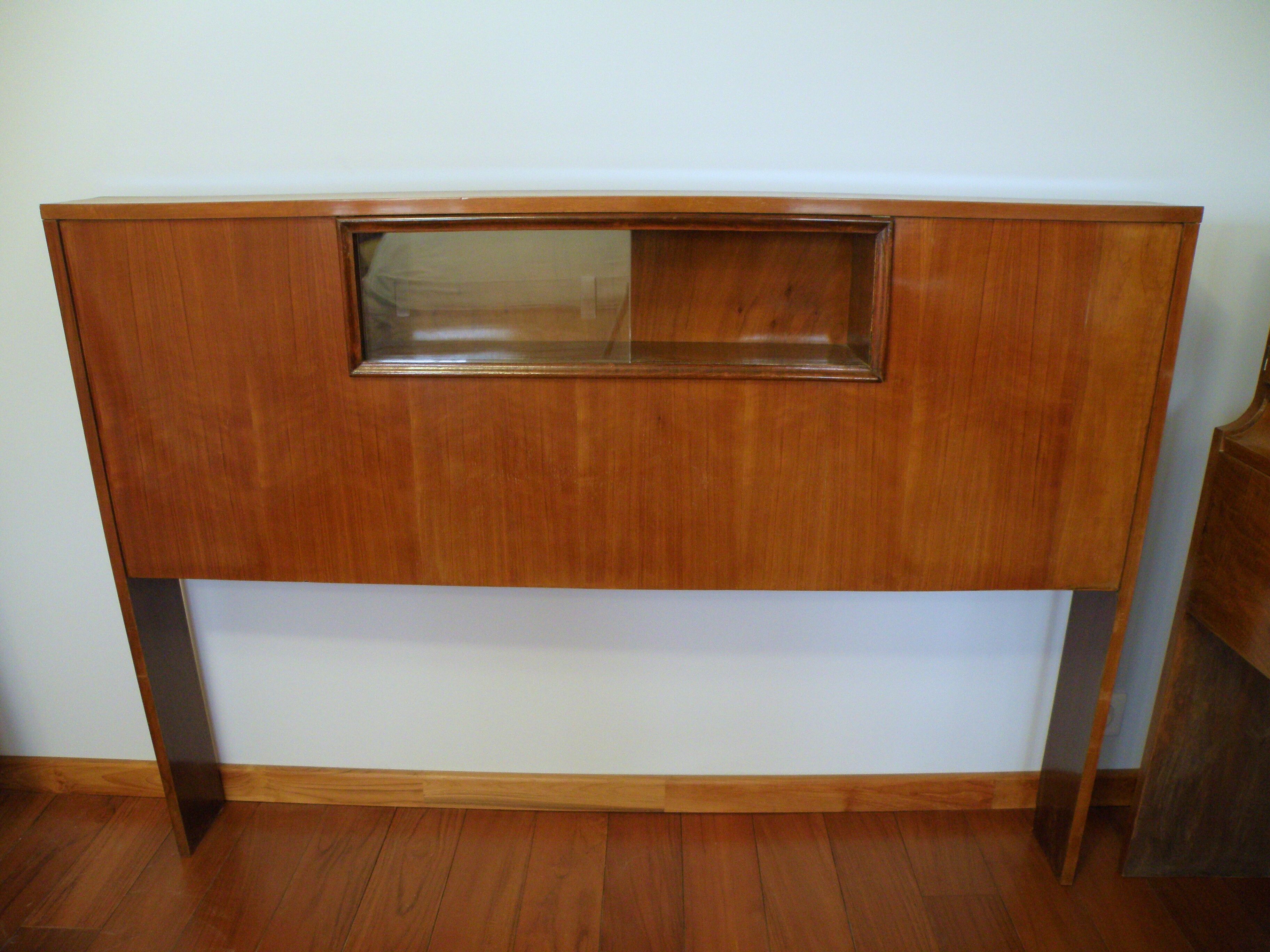 Cozy walnut bramble headboard for bed 140 x 190, from 1950