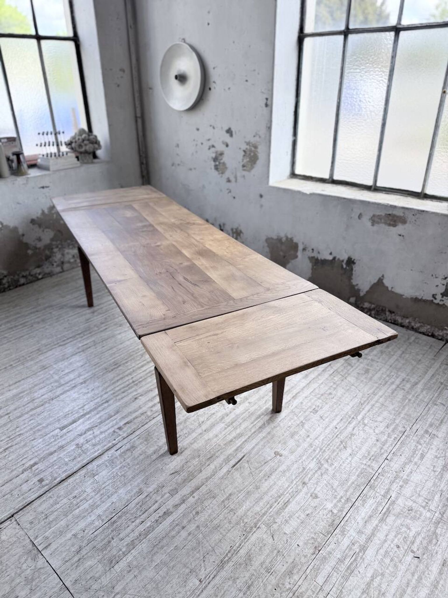 Solid oak farmhouse table with extensions (190-280cm) 1950