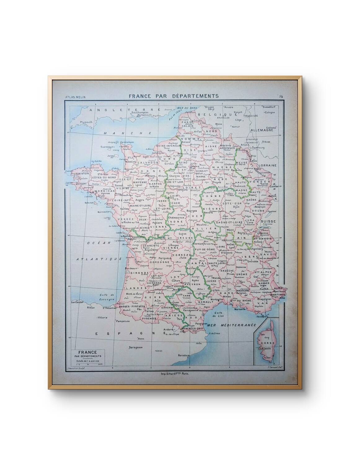 Printed in 1896, France and its departments.