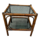 Small bamboo table and glass top