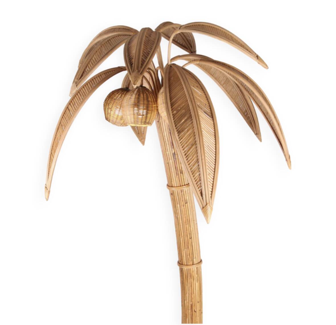 Lampadaire « cocotier/palmier » en rotin