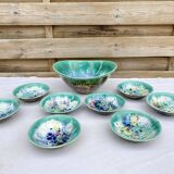 Salad bowl dessert service & 8 ramekins sandstone from the vintage Morvan 70s