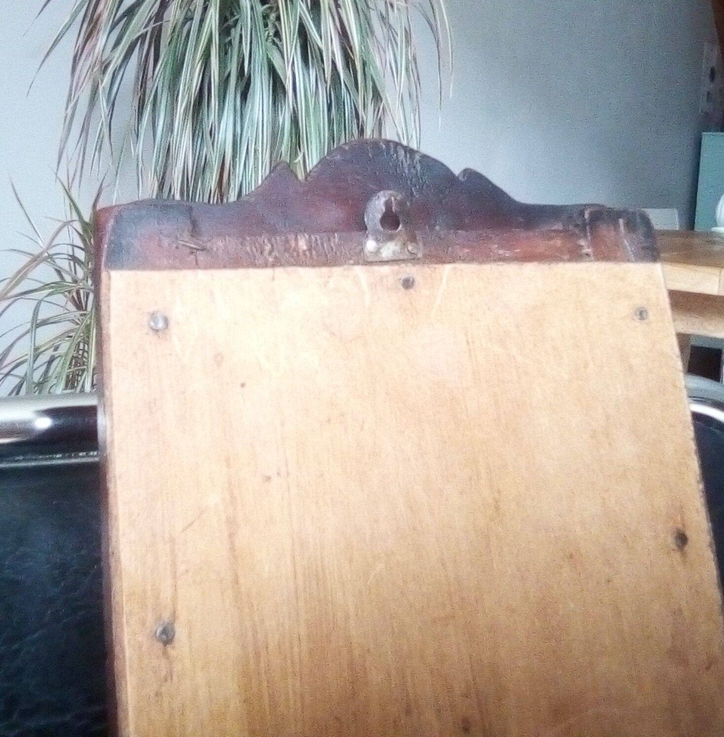 Old art deco barber mirror in teak