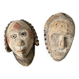 Pair of African Fang and Punu masks from Gabon
