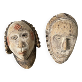 Paire de masques africains Fang et Punu Gabon