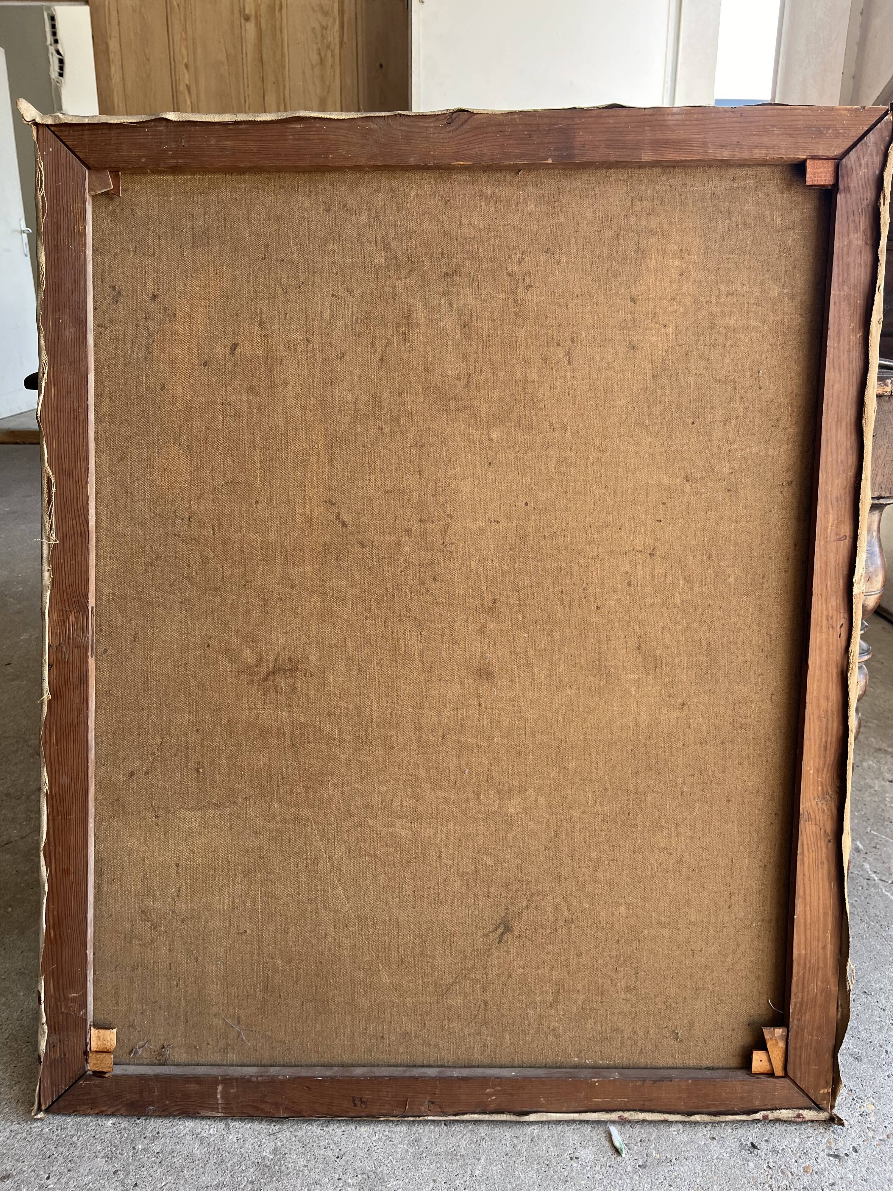 Painting, oil on canvas, The market, 20th century, oil on paper, signed, 26.5x26.5cm, with frame