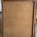 Painting, oil on canvas, The market, 20th century, oil on paper, signed, 26.5x26.5cm, with frame