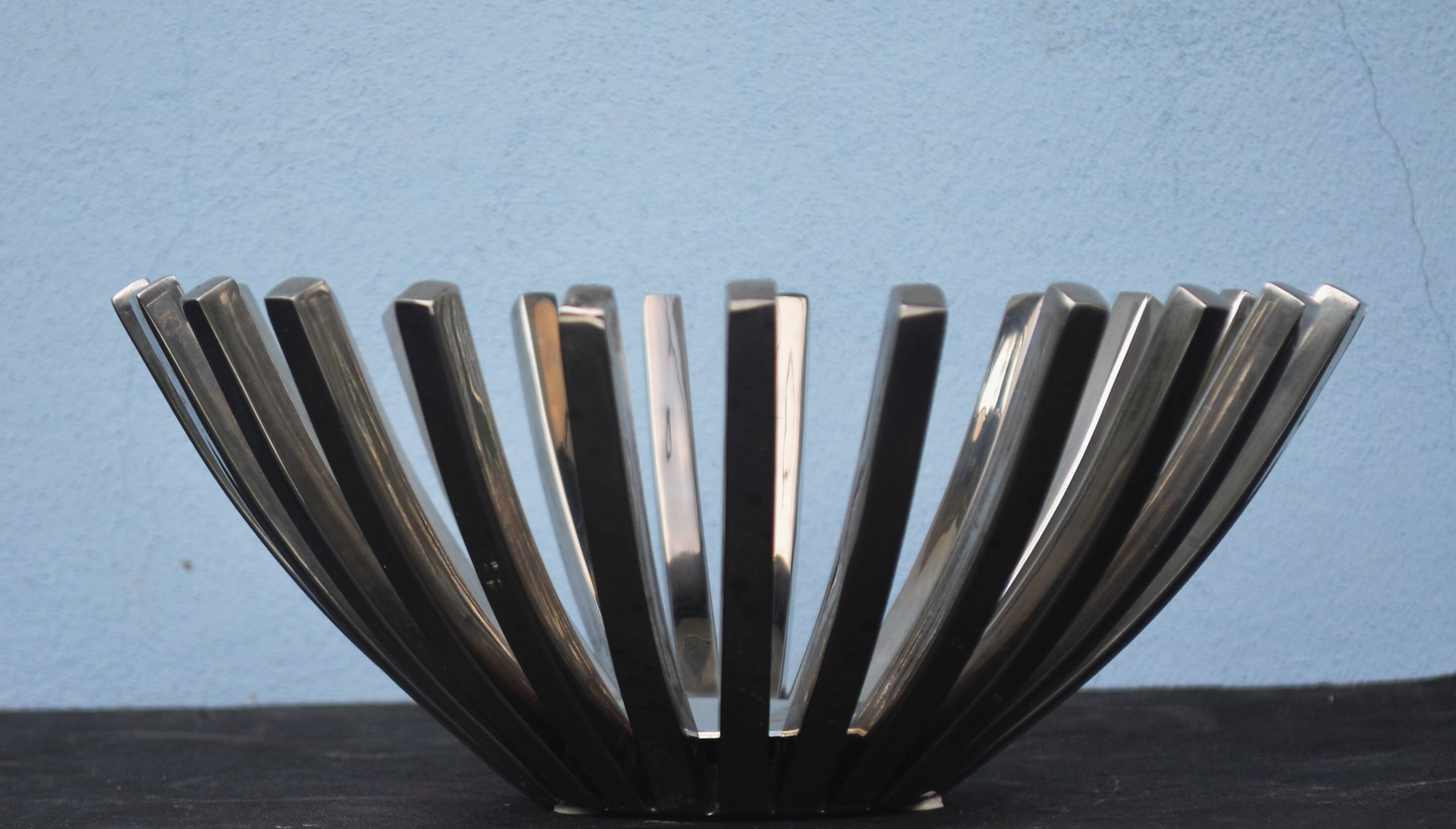 Mid Century Modernist Chrome Basket Centerpiece Bowl