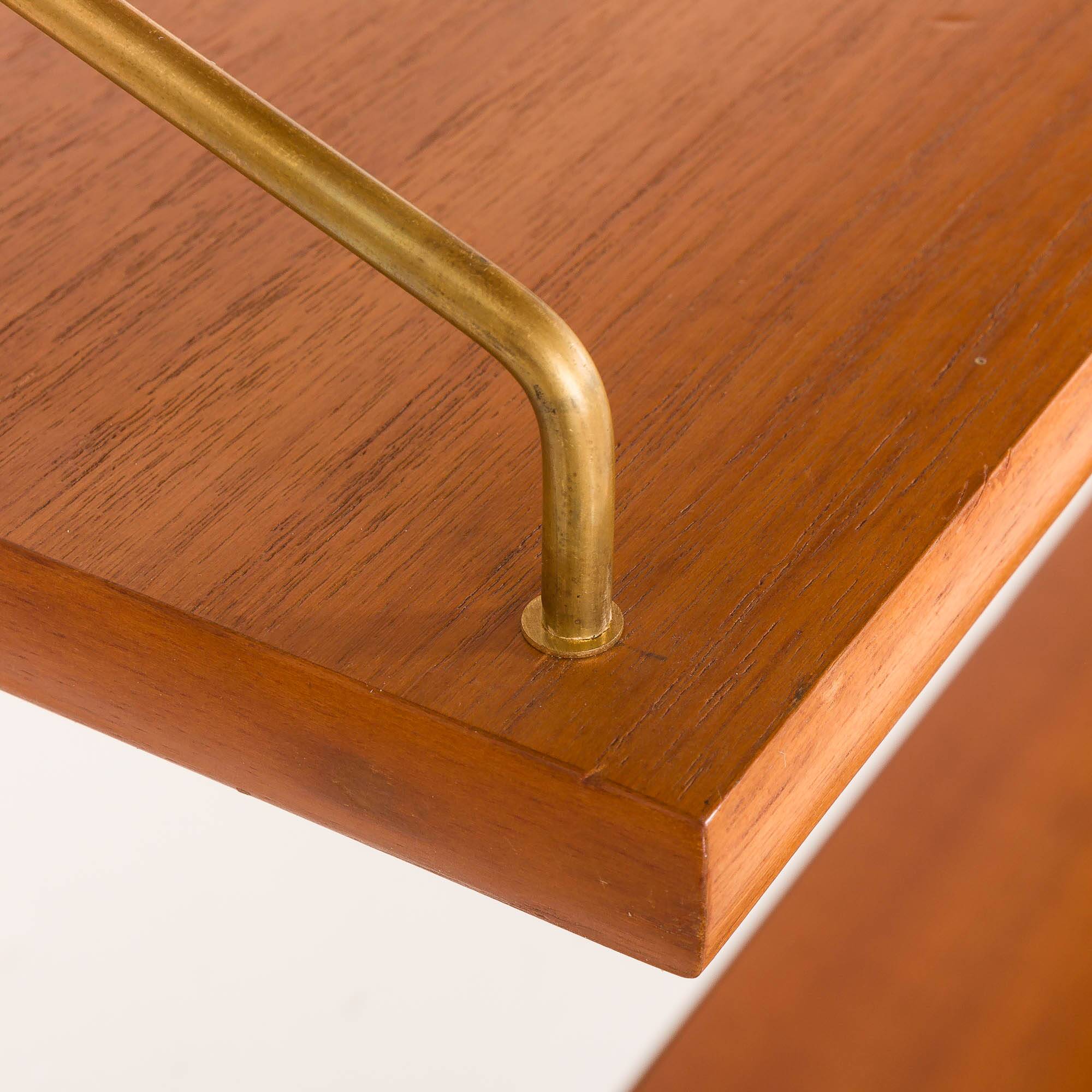 Scandinavian mid century teak free standing wall unit, 1960s