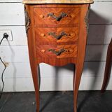 Louis XV style curved bedside table in marquetry