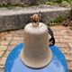 Industrial pendant light in blue enamelled sheet metal and cast iron, Poland, 1950s-60s