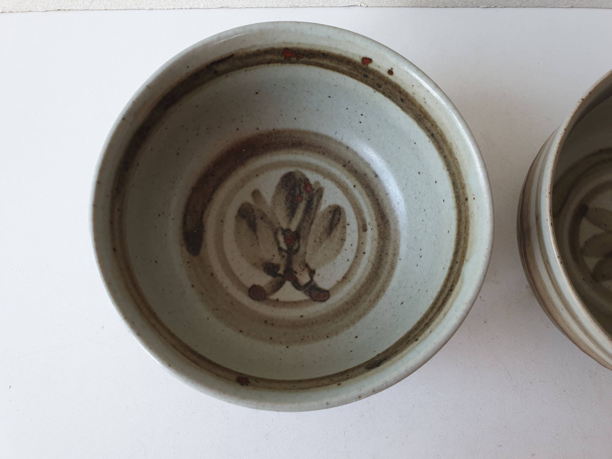 Set of 2 ramekins Bowls / cups in glazed ceramic Signed Blanot