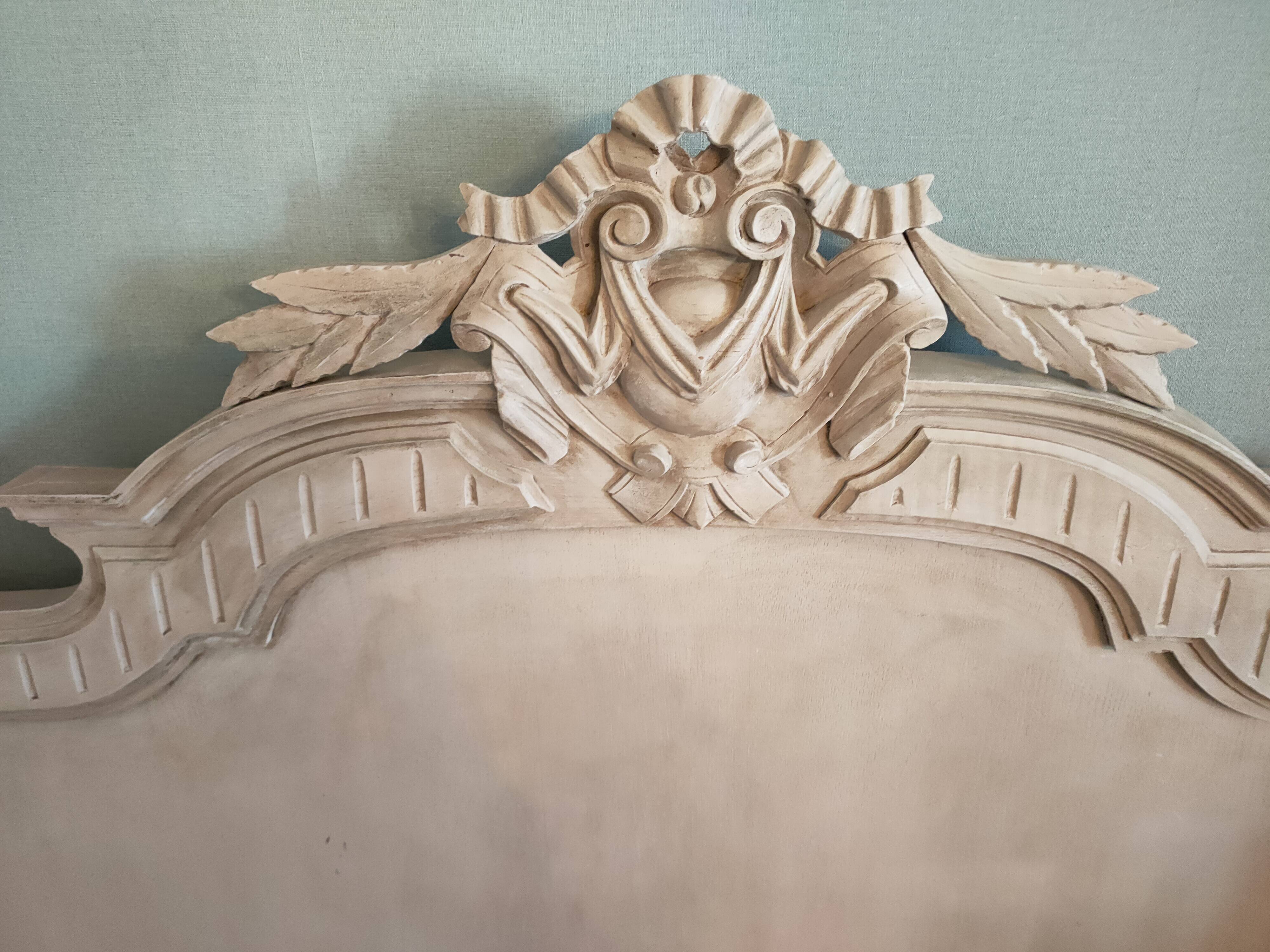 Antique painted wooden headboard