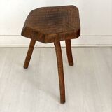 Brutalist stool in solid oak