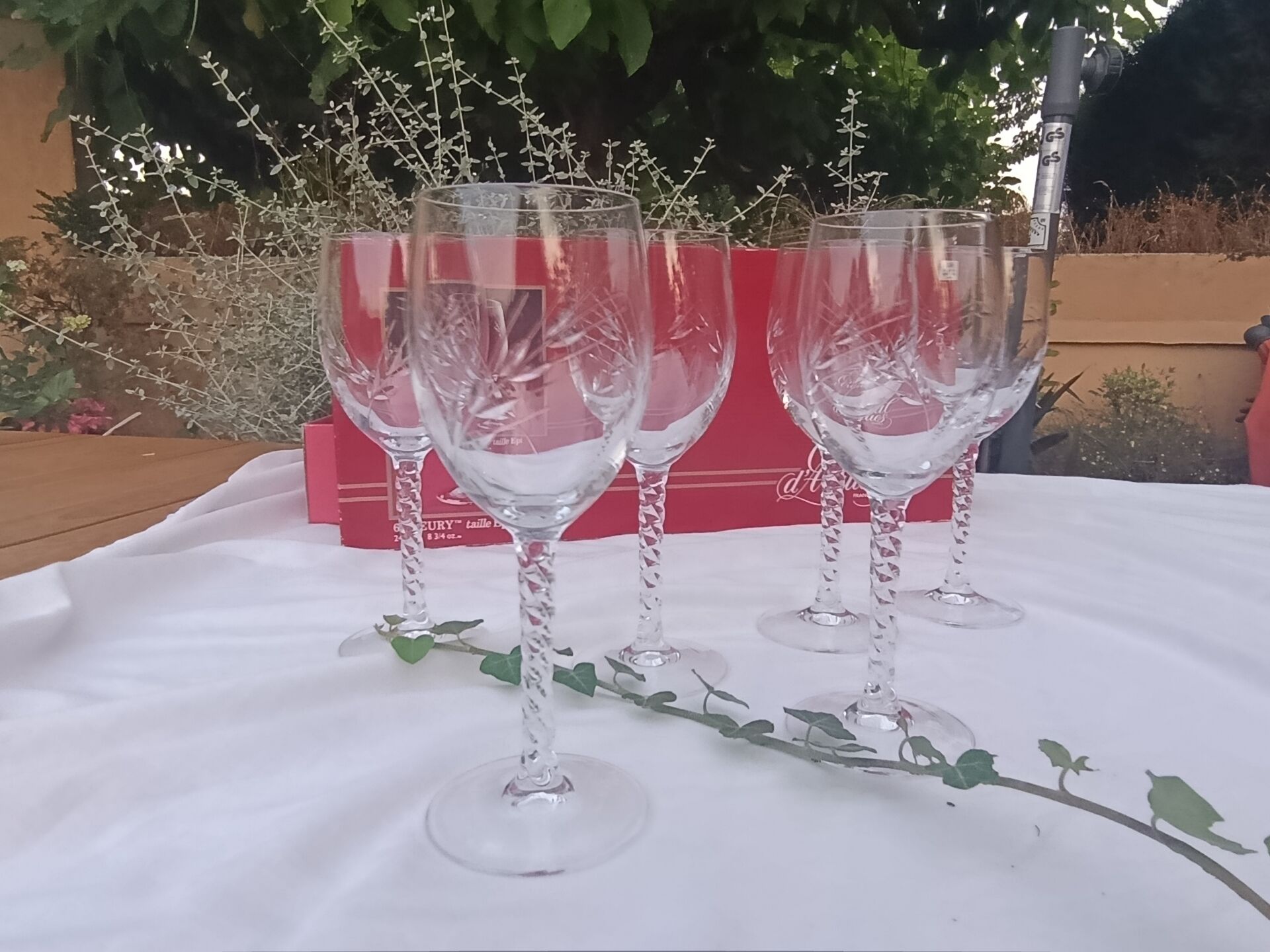 6 stemmed glasses 24 cl "épi" - Fleury, Cristal d'Arques