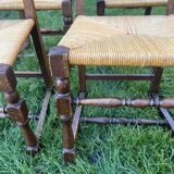 Set of 6 wooden and straw chairs