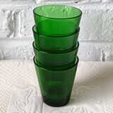 4 glasses 15 cl retro emerald green tempered glass france