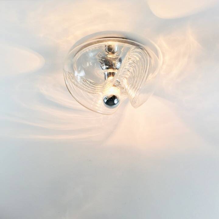 Lustre en verre XL de style mid-century Space Age par Koch & Lowy pour P&P, années 1970.