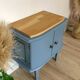 Chevet vintage bleu de nîmes et chêne