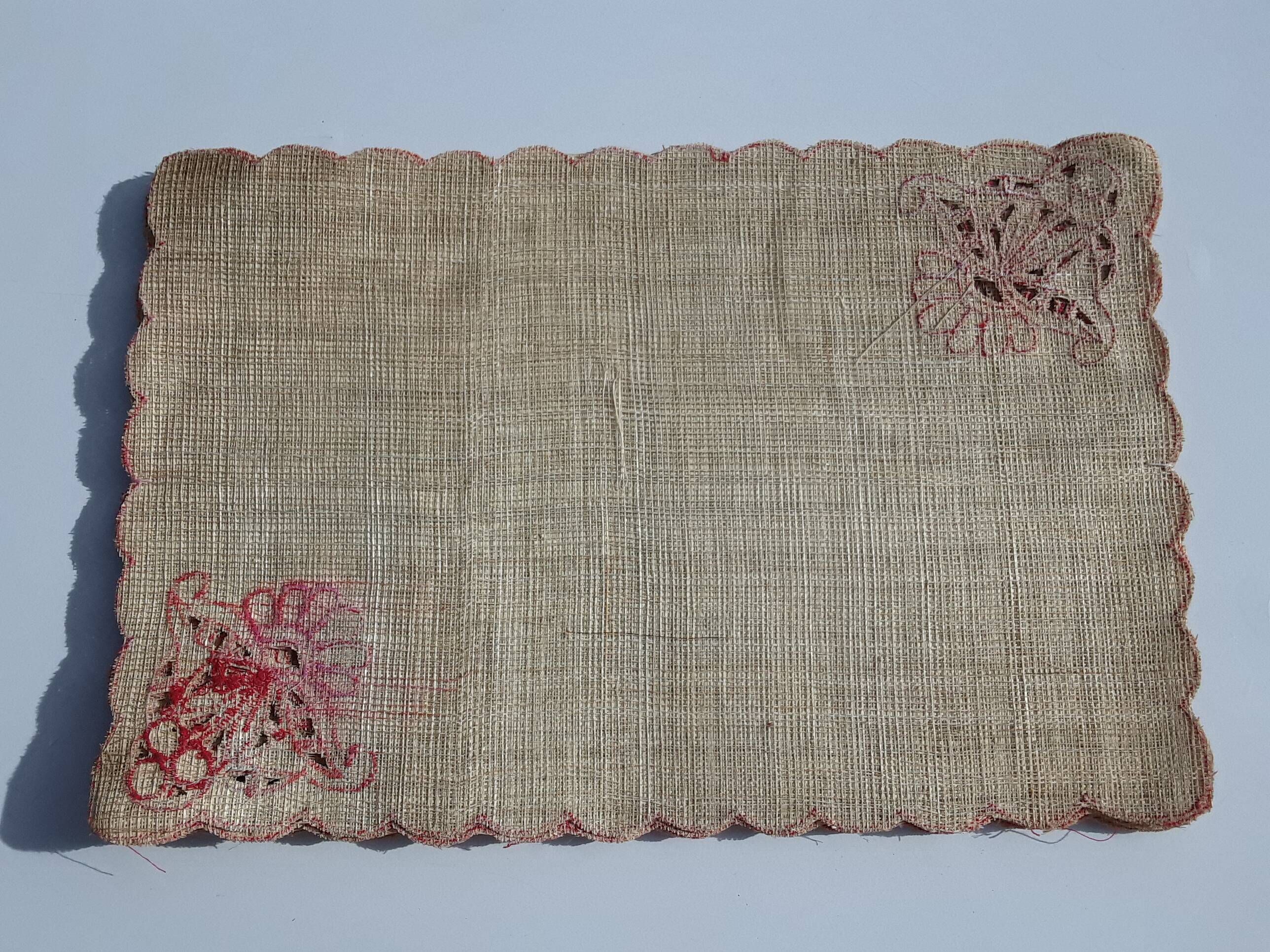 Set of 12 vintage rectangular placemats from the 1980s, like new in vegetable fibers