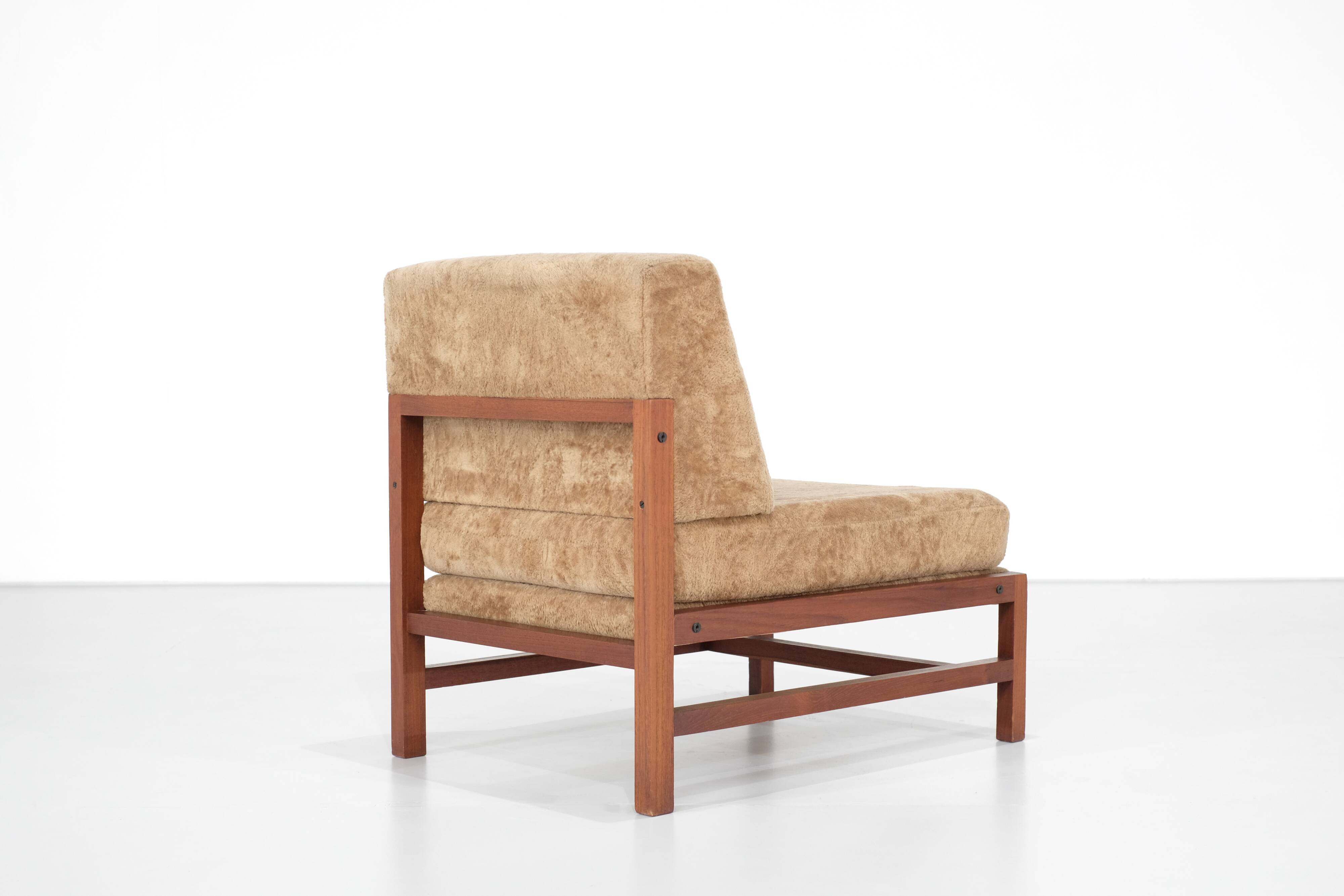 Wooden armchair covered in fabric, Italy, 1960s.