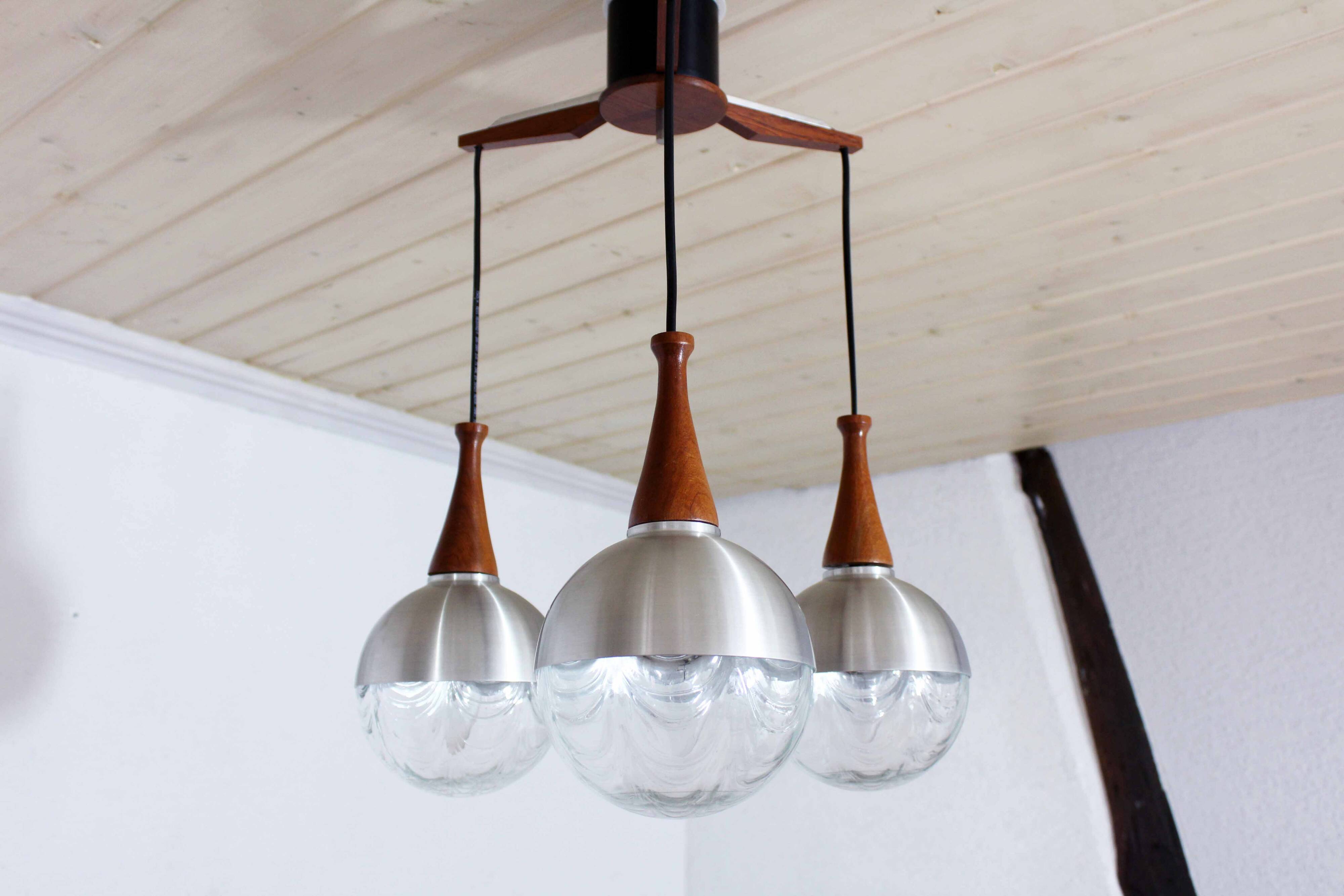 Scandinavian teak chandelier from the 60s