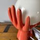 Hand lamp in ceramic color coral electrified to new
