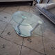 glass coffee table with 2 rotating trays