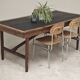 Vintage workshop folding table in oak with a hand-patinated black top.