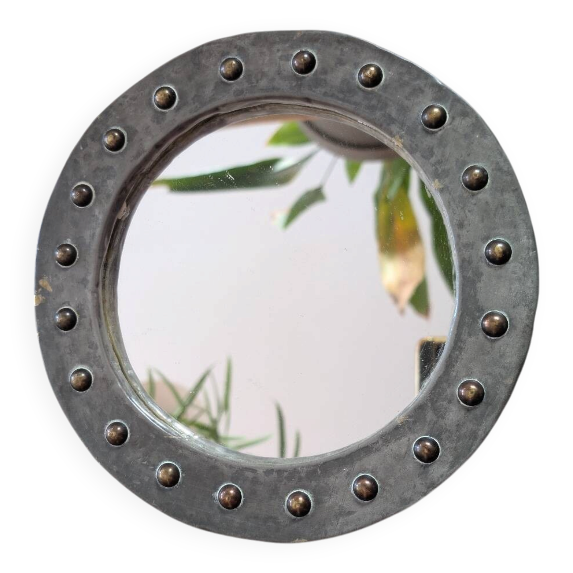 Miroir brutaliste métal repoussé