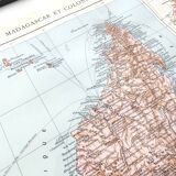 Old map of Madagascar island in 1950 43x43cm