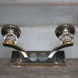 Art Deco wall sconce, brass and Sèvres crystal, light fixture.