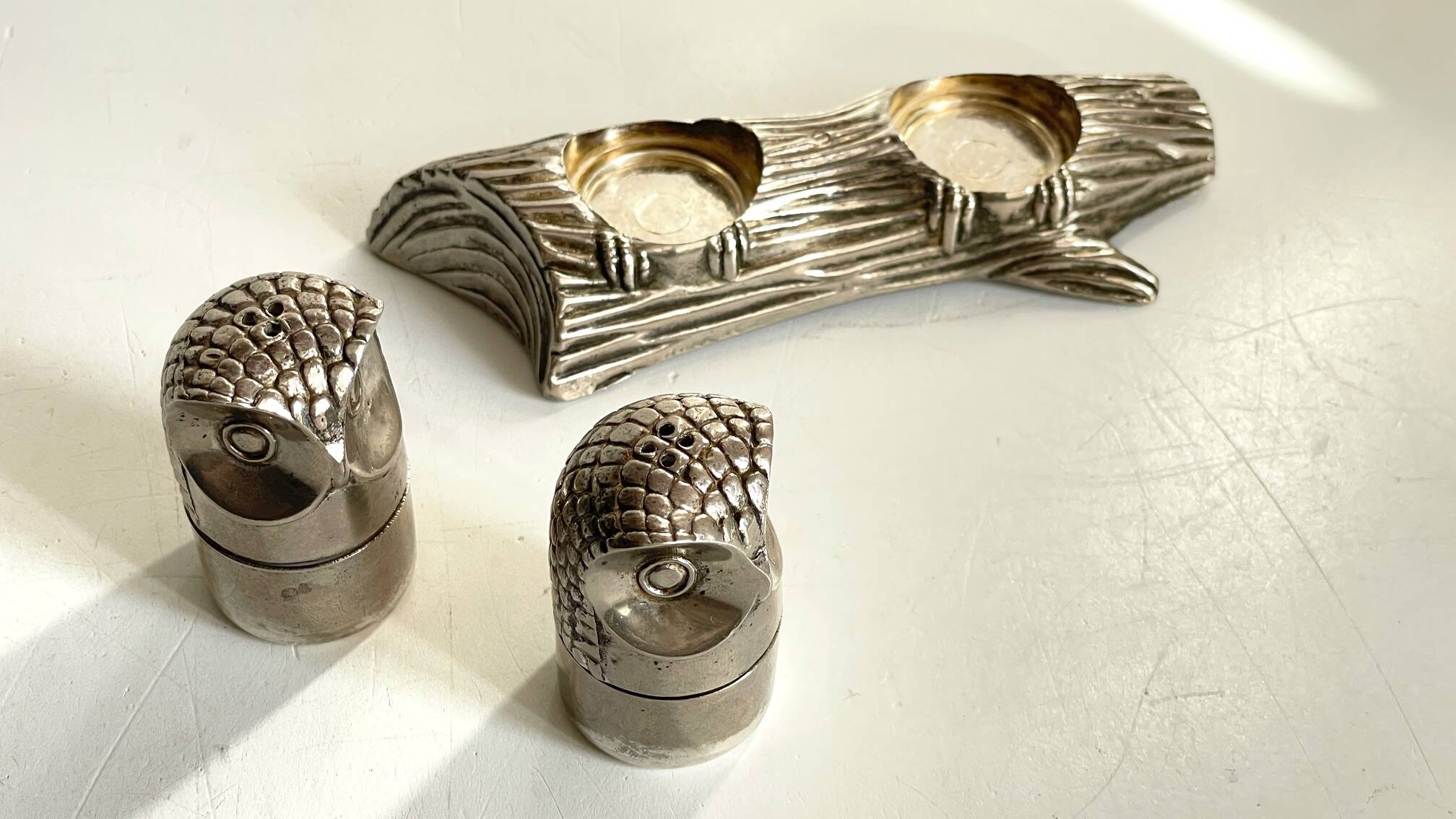 MH SALT PEPPER Service Silver Metal VINTAGE