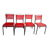Set de 4 chaises Spaghetti rouges – Design italien 70s – style Belotti