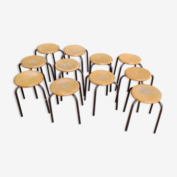 Series of 11 vintage industrial stools