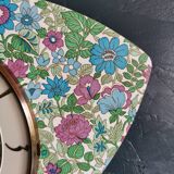 Vintage formica clock asymmetrical silent wall clock "Fleurie bleu violet"