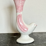 Vintage cone vase in the shape of a pink and white bird
