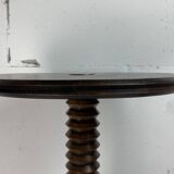 Brutalist Wood Turned Wine Press Side Table