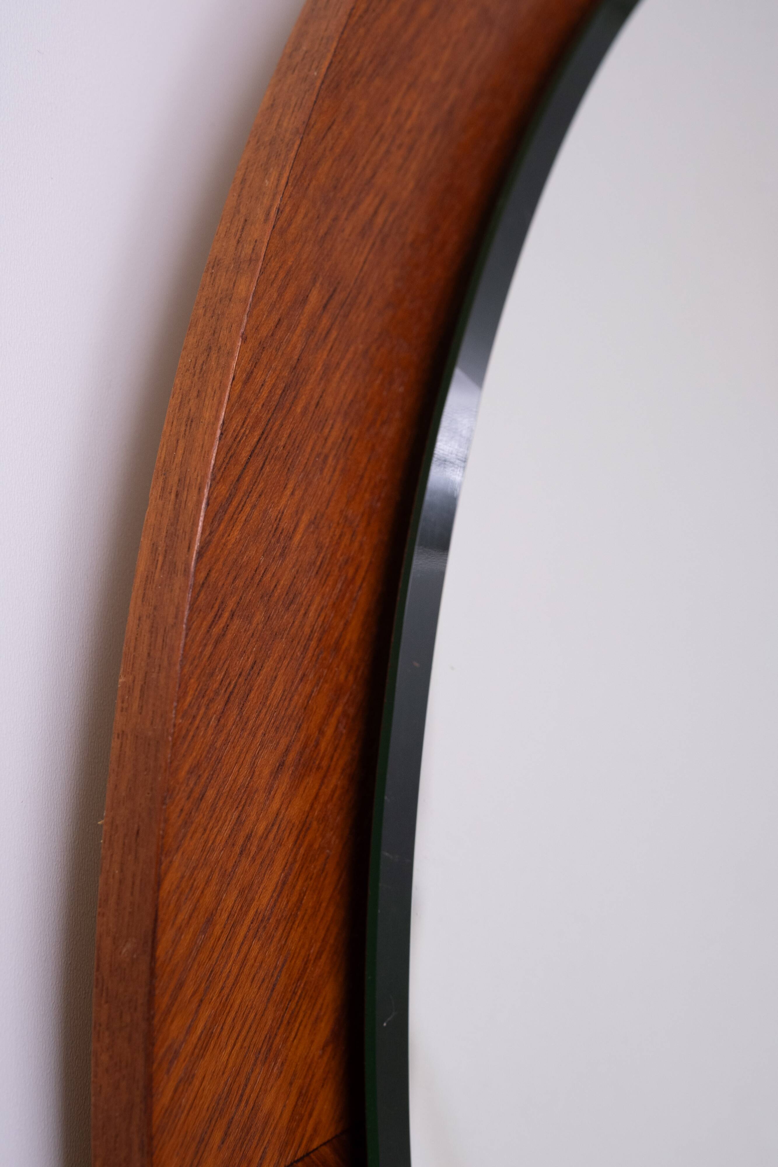 Round Teak wall Mirror 1960s Holland