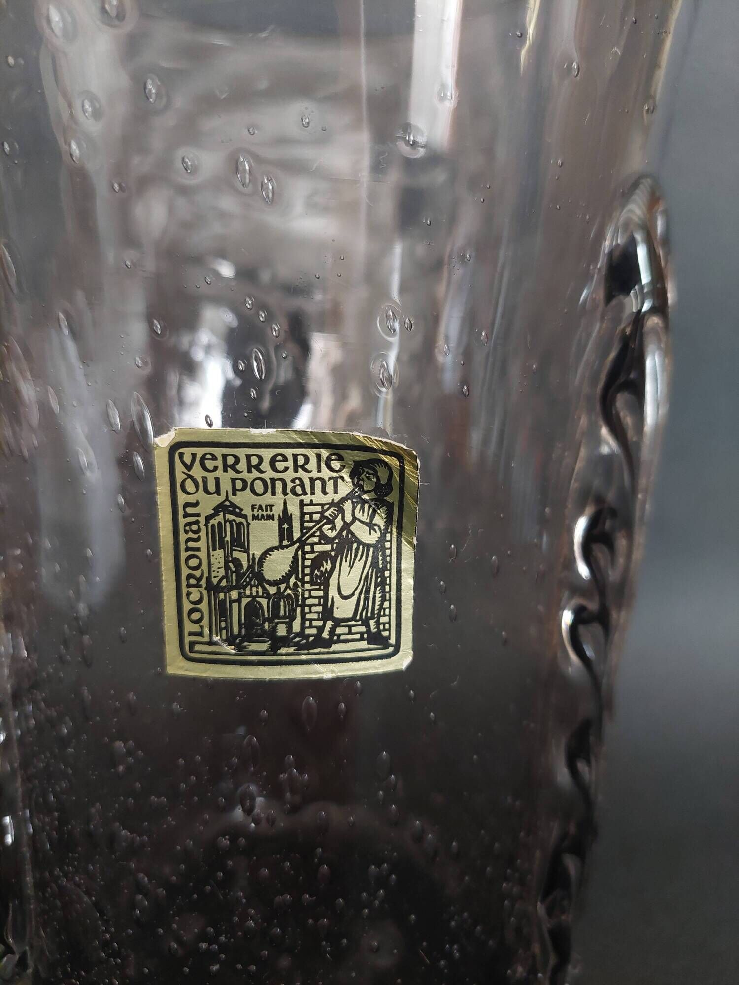 Vintage glass vase from the Ponant Locronan glassworks, 20th century